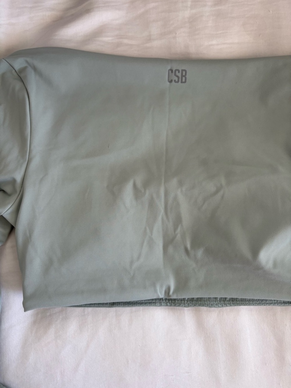 CSB Long Sleeve Square Neck Crop Top in Sage Green with Shorts Set - Picture 7 of 7